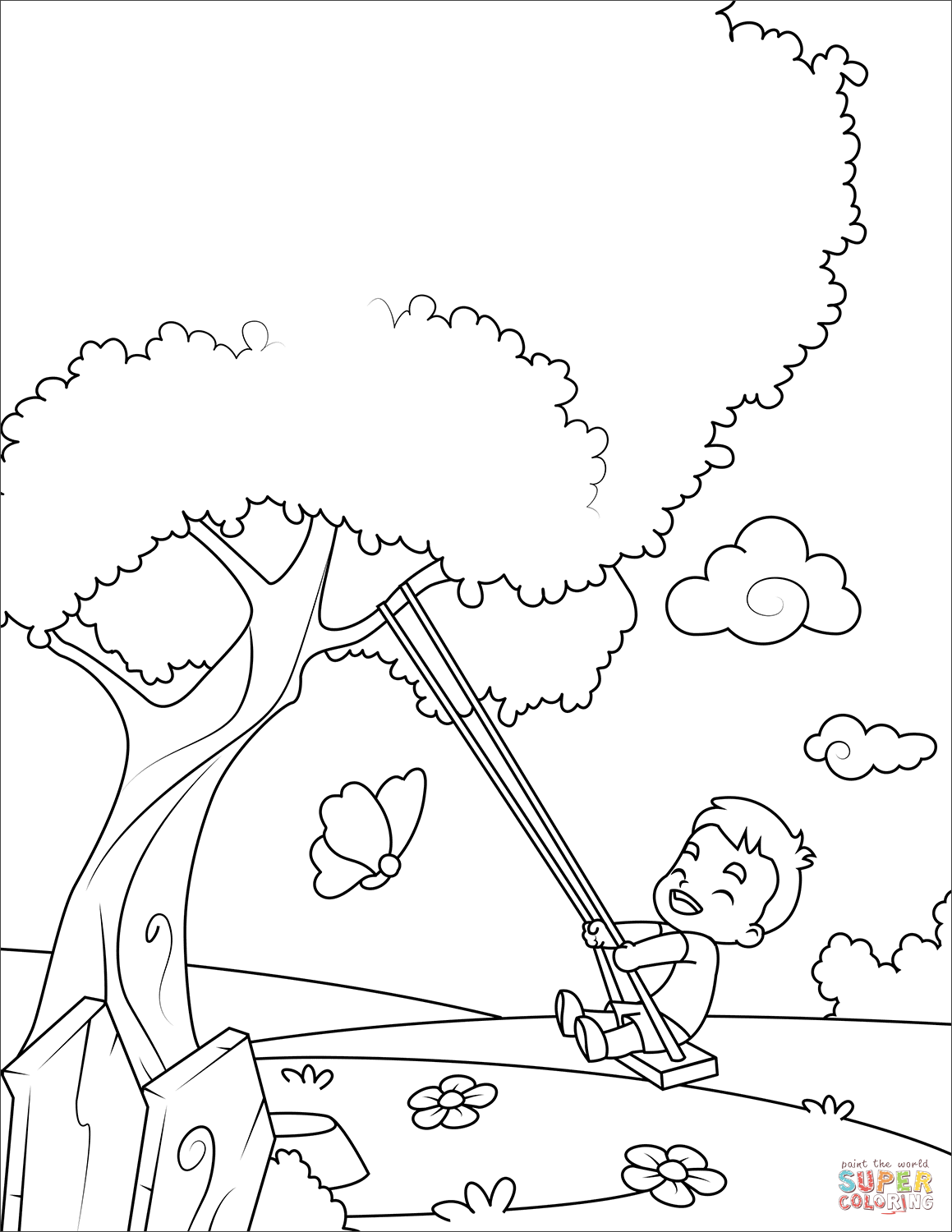 1159x1500 Just Arrived Swing Set Coloring Page Boy On A Free Printable Pages