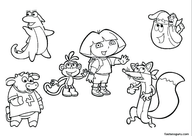 618x437 Dora And Boots Coloring Pages S Prt Dora Boots Swiper Coloring