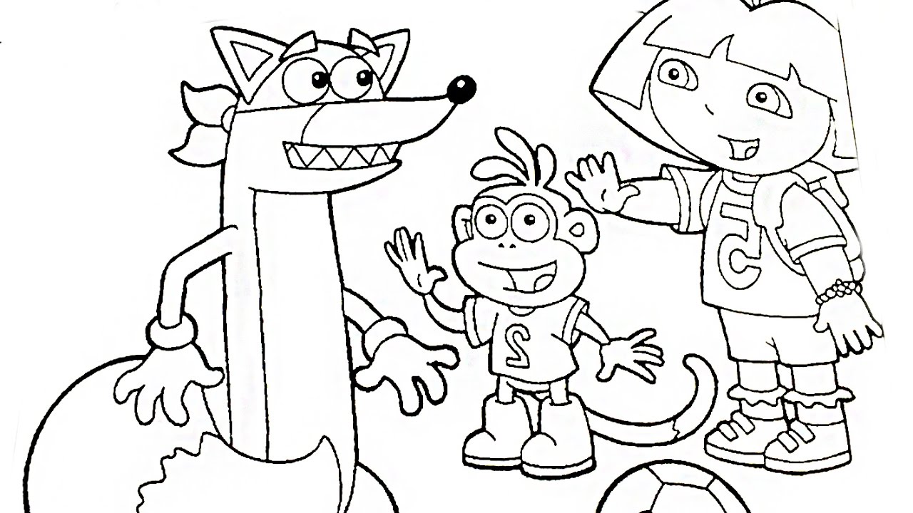1280x720 Dora Say Hello To Swiper Coloring Book Pages Videos For Kids