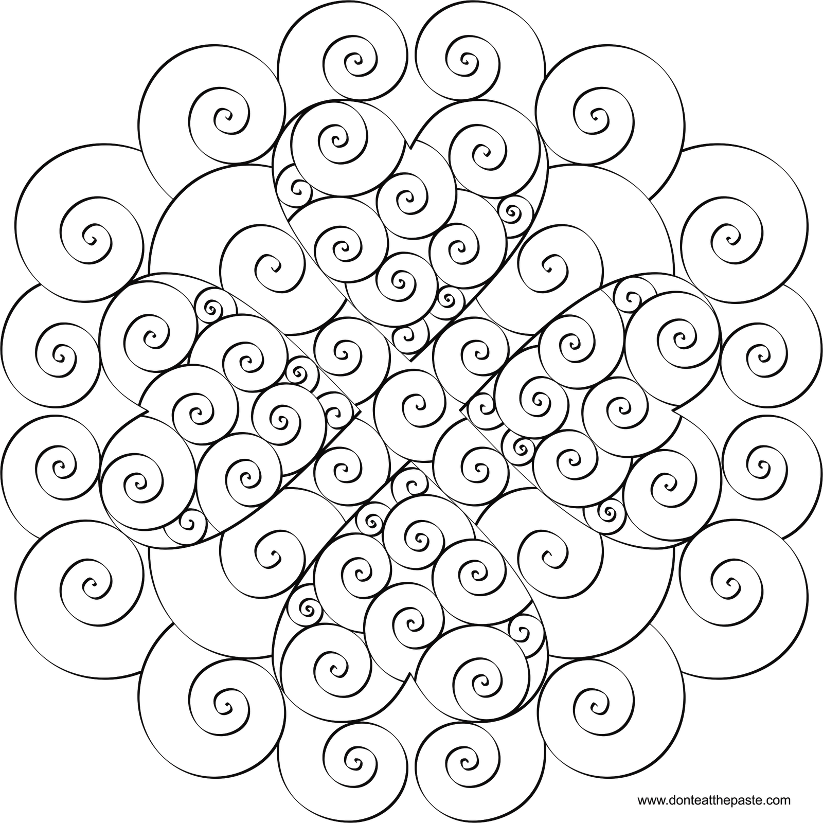 1600x1600 Heart Swirl Mandala Mandala, Mandala Printable And Zentangles