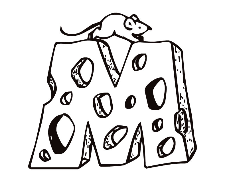 810x630 Printable Letter M (Cheese And Mouse) Coloring Page
