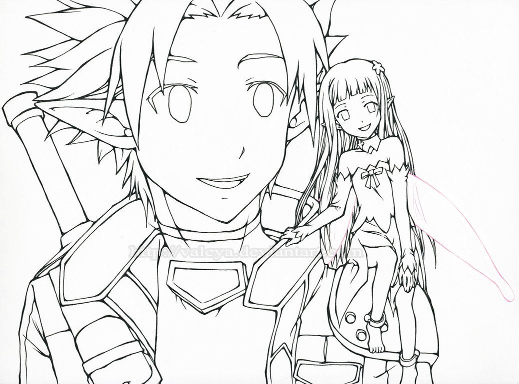 1038x769 Sword Art Online Kirito Coloring Page Coloring