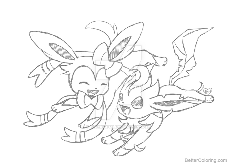 800x560 Sylveon Coloring Pages With Leafeon By Bluekiss131