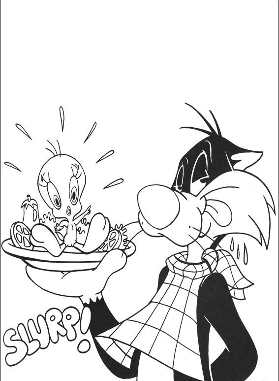 567x773 Sylvester And Tweety Bird Coloring Pages