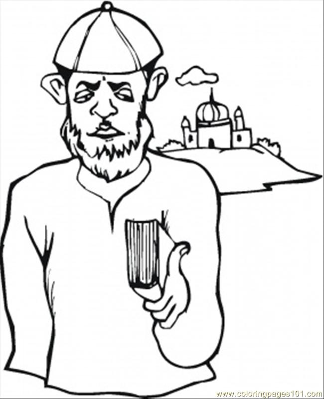650x801 Jewish Man Near Synagogue Coloring Page