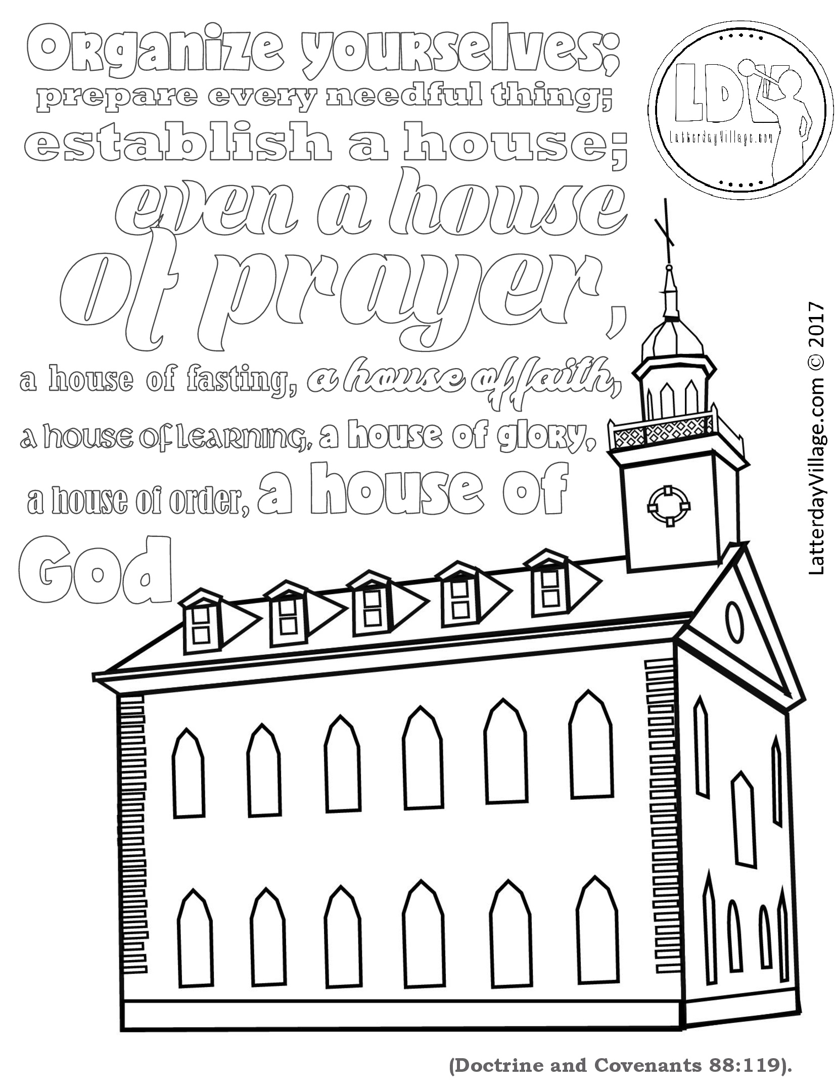 1652x2152 Surprise Kirtland Temple Coloring Page Primary