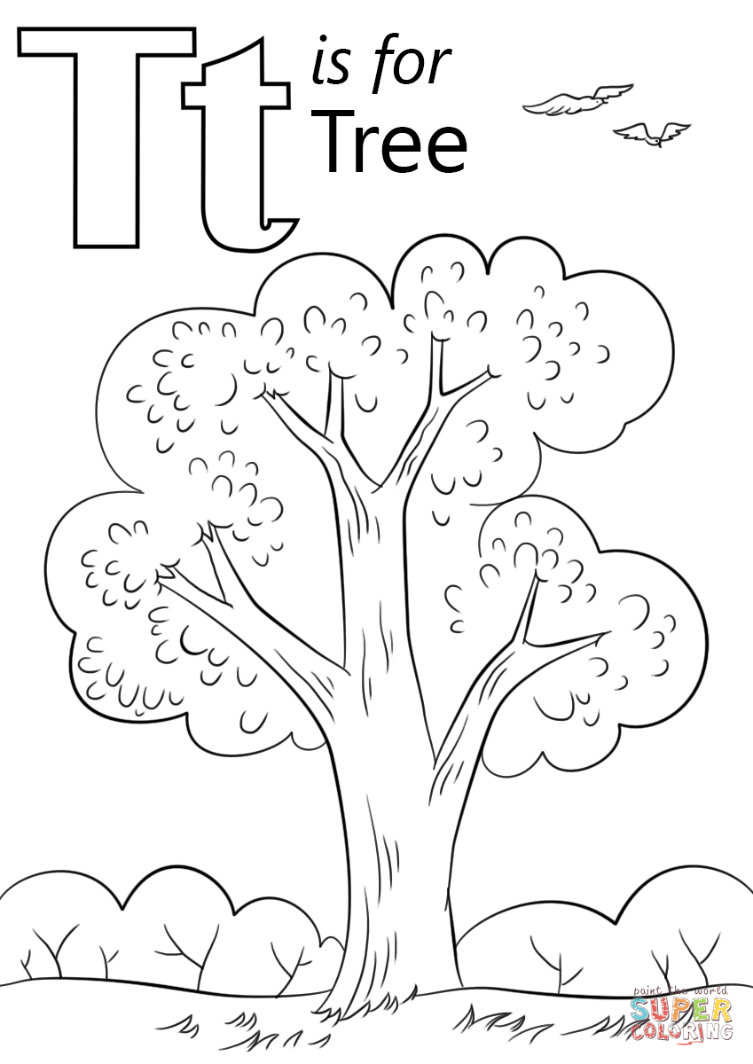 849x1200 Letter T Coloring Page