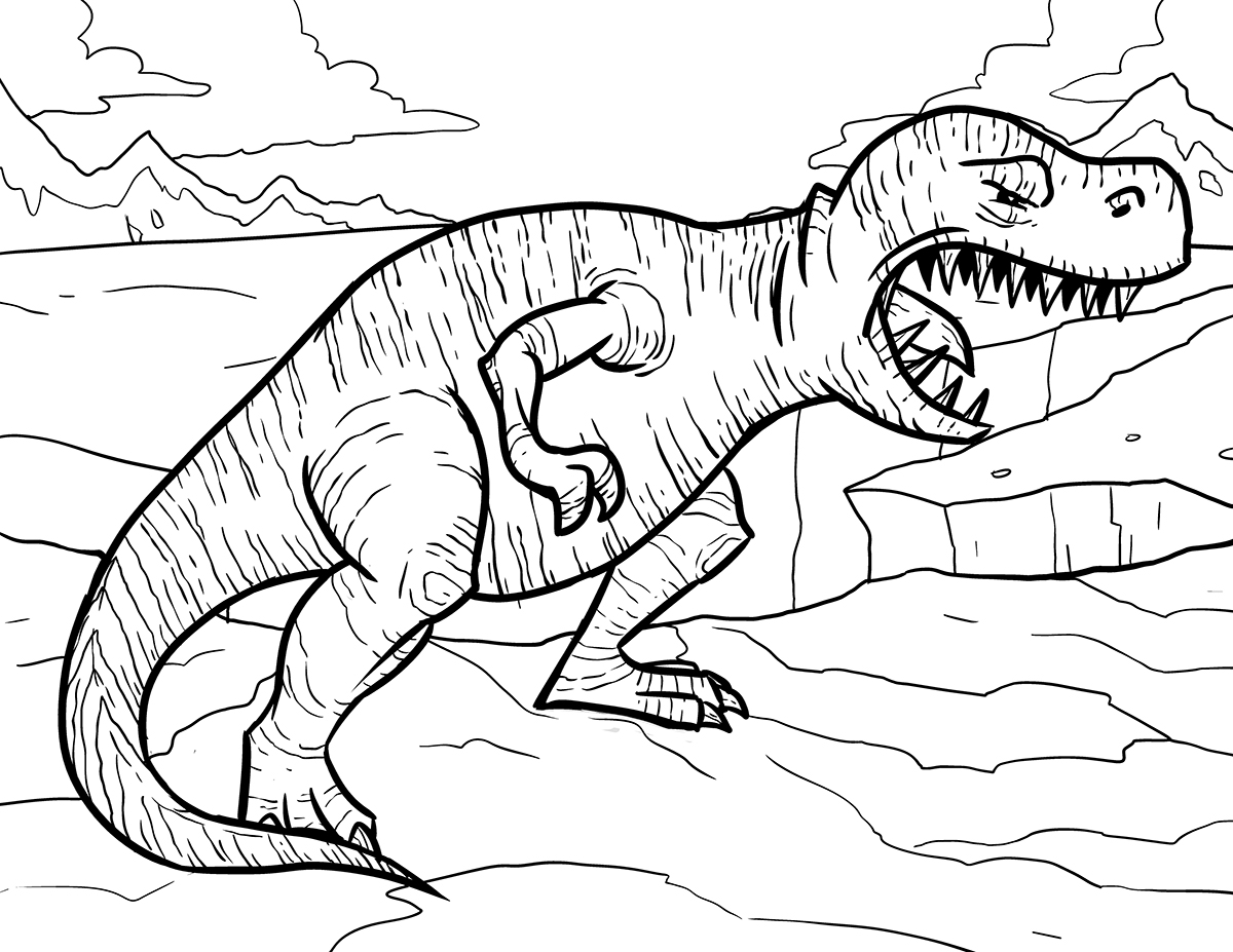 T Rex Skeleton Coloring Page