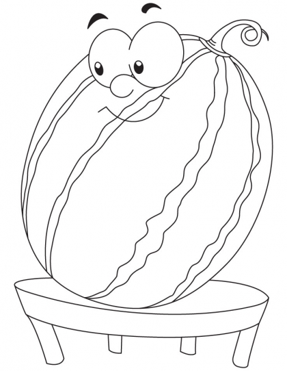 420x542 Cartoon Watermelon Sitting On A Table Coloring Page Download