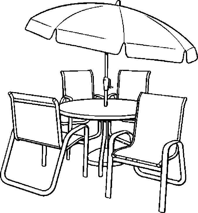 675x726 Umbrella Table Amp Chairs Coloring Page