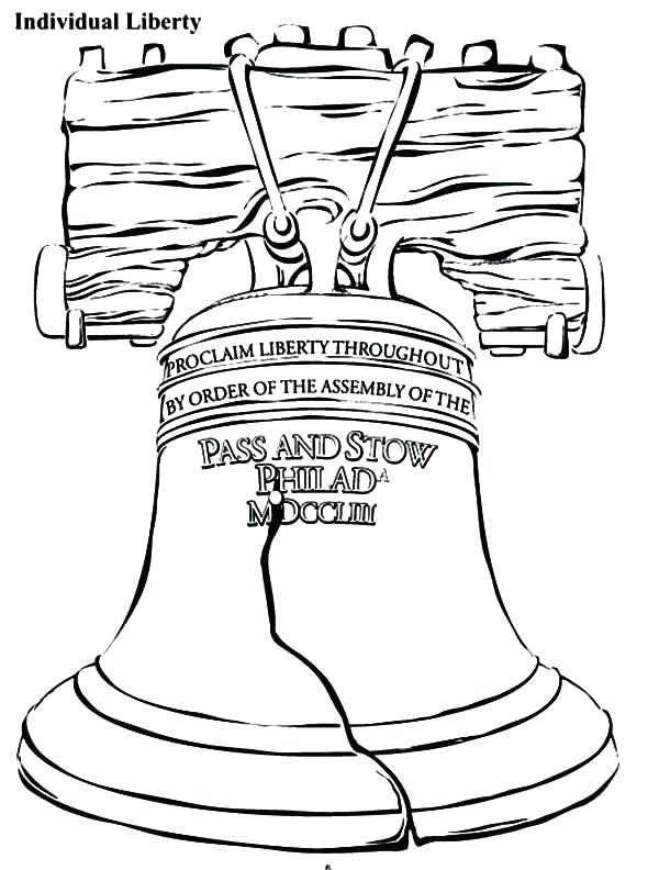 600x792 Bells Coloring Pages Bell Coloring Page Individual Liberty Bell