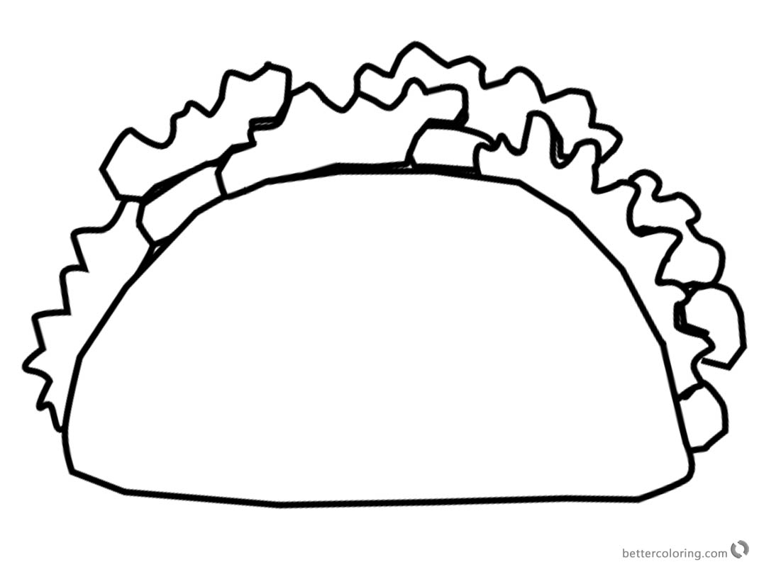 1070x800 Mexican Taco Coloring Pages Black And White