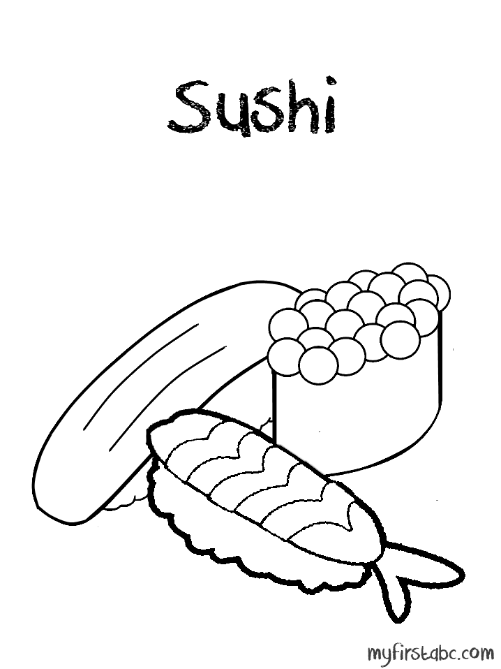 718x958 Sushi Coloring Page