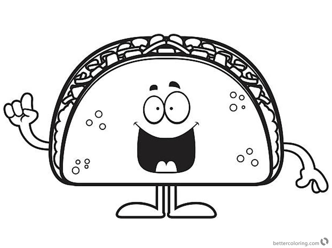 1070x800 Taco Coloring Page Smile Cartoon Taco