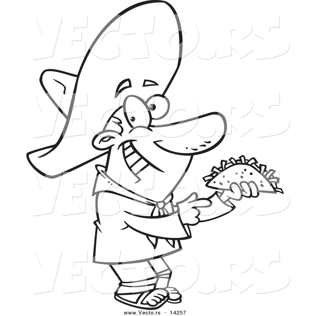 1024x1044 Vector Of A Cartoon Happy Hispanic Man Holding A Taco