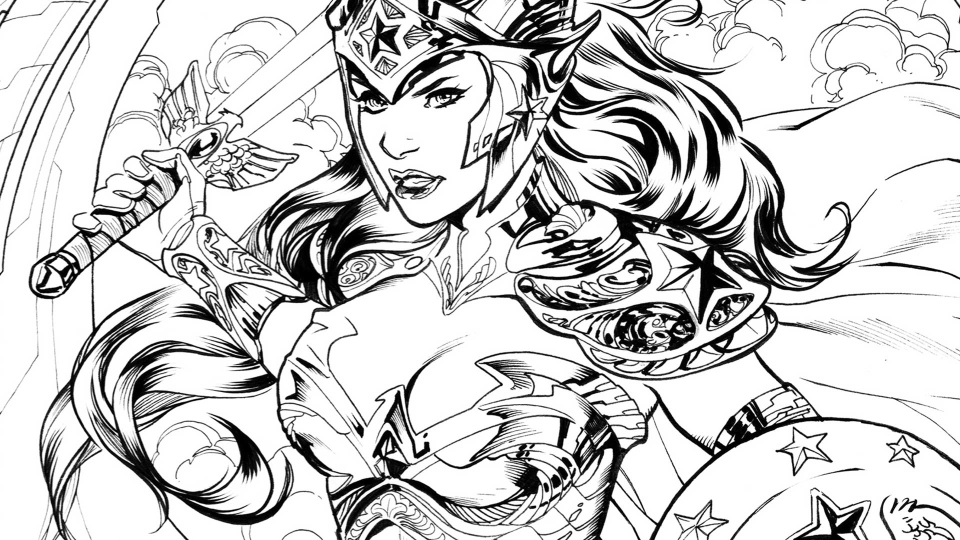 1920x1080 Coloring Dc Wonder Woman Dc