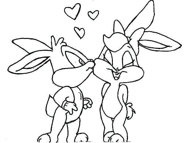 600x463 Lola Bunny Coloring Pages Baby Tunes Bunny Kissed By Bugs Bunny