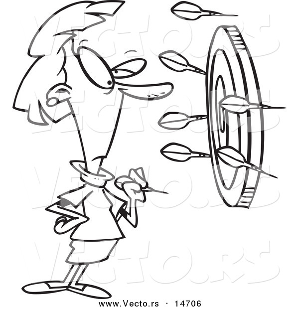 600x620 Vector Of A Cartoon Businesswoman Off Target With Darts