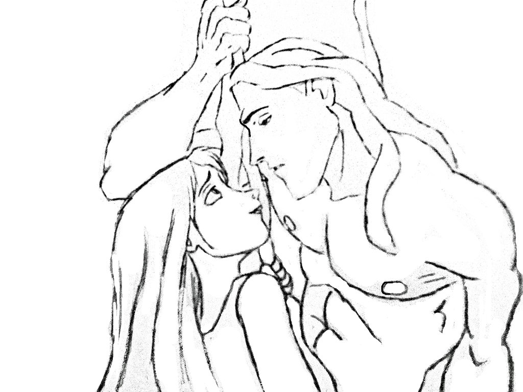 1024x768 Tarzan And The Gorilla Sleep Coloring Pages For Printable Free