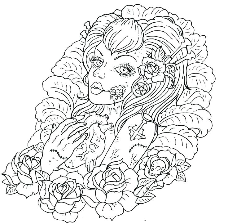 736x722 Design Coloring Pages Tattoos Coloring Pages Zombie Tattoos