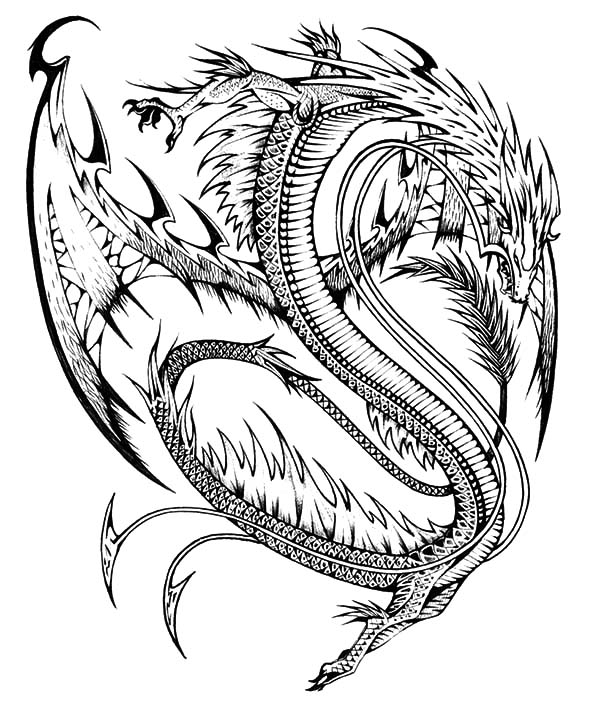 600x713 Chinese Dragon Tattoo Design Coloring Pages