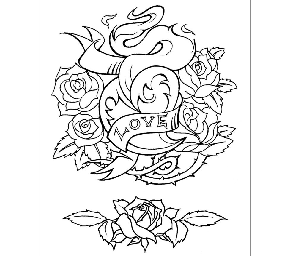 976x864 Coloring Pages Of Hearts Tattoo Designs Printable Tattoos