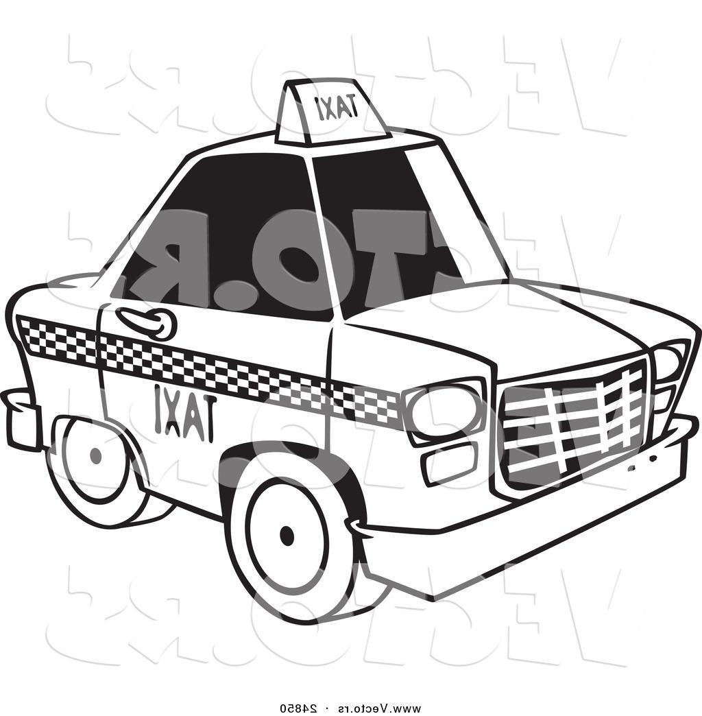 1024x1044 Best Free Vector Of Cartoon City Taxi Cab Outlined Coloring Page