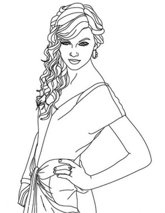 565x730 Beautiful Taylor Swift Coloring Page Famous People Coloring