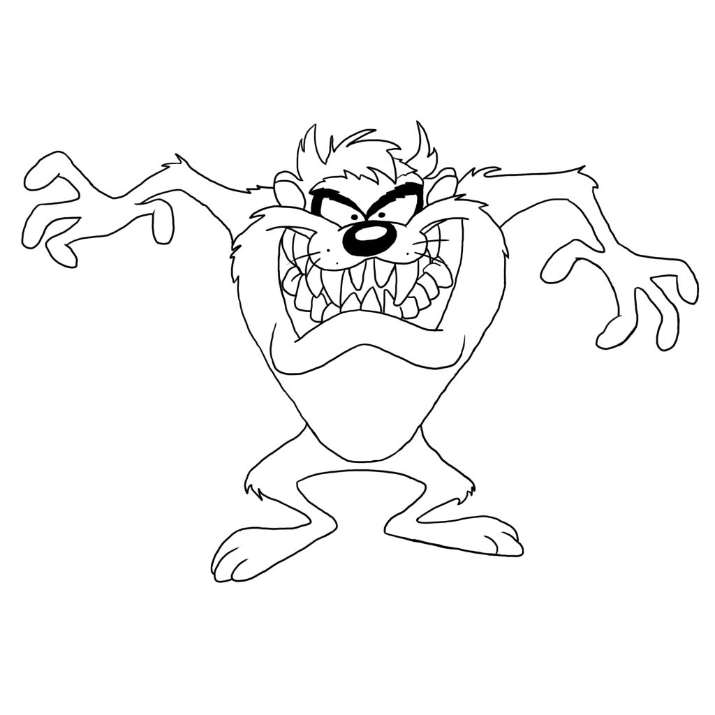 1024x1024 Looney Tunes Taz Coloring Pages Cartoon Funny Brilliant Toons Acpra