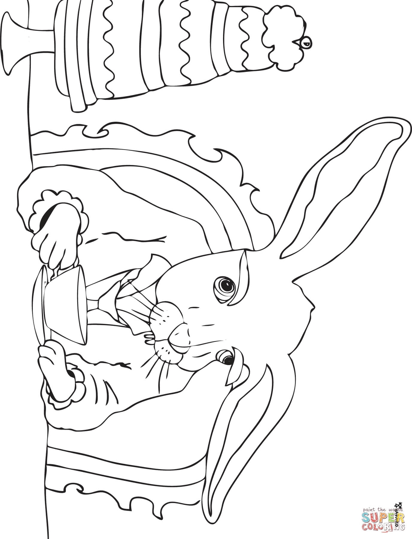 1377x1800 Mad Hatter Tea Party Coloring Page To Print