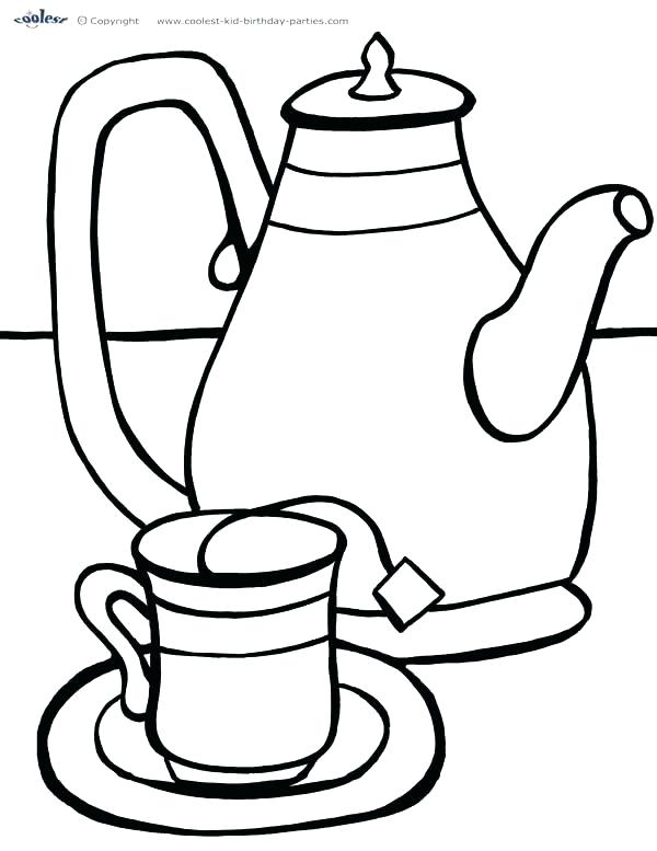 600x777 Coloring Tea Cup Coloring Page Pages Teapot Print And Saucer. Tea