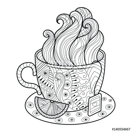 500x500 Tea Cup Coloring Page Cup Of Tea Coloring Page For Adults Teacup