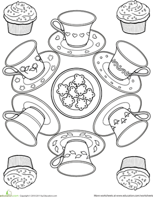 301x388 Fashionable Idea Tea Party Coloring Pages Teacup Page Mandalas