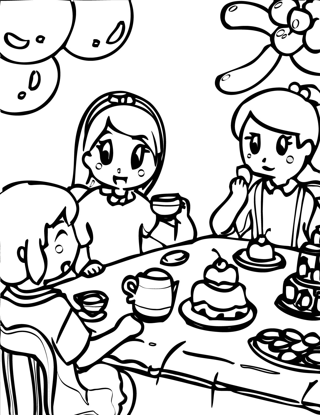 1275x1650 Tea Party Coloring Page