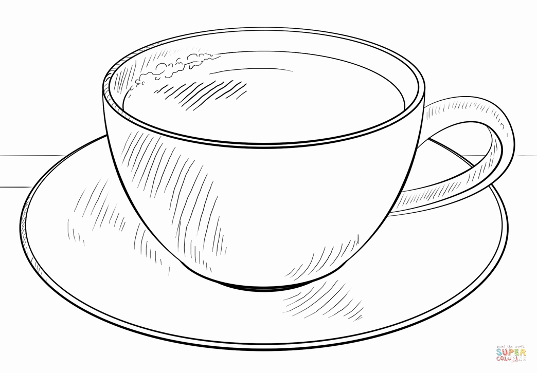 1044x726 Free Printable Tea Cup Coloring Pages Image Cup Of Coffee Coloring