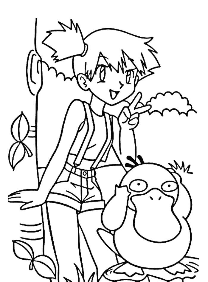 698x946 Misty And Psyduck Coloring Page Pokemon Pokemon