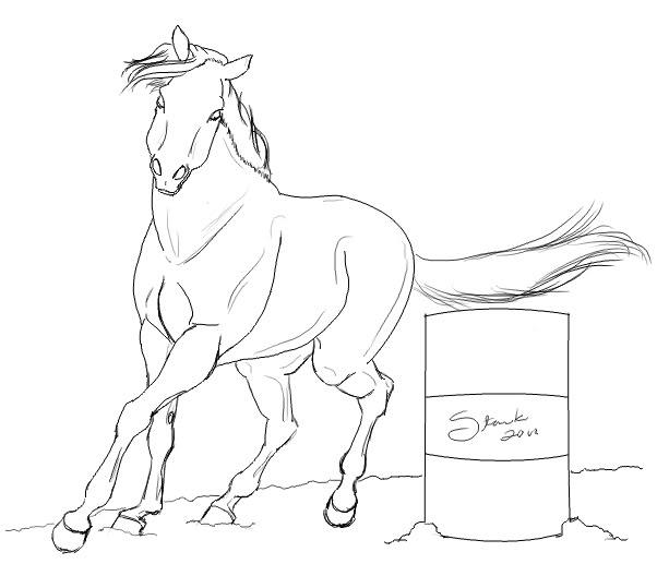 602x539 Barrel Racing Horse Coloring Pages Kids Barrel