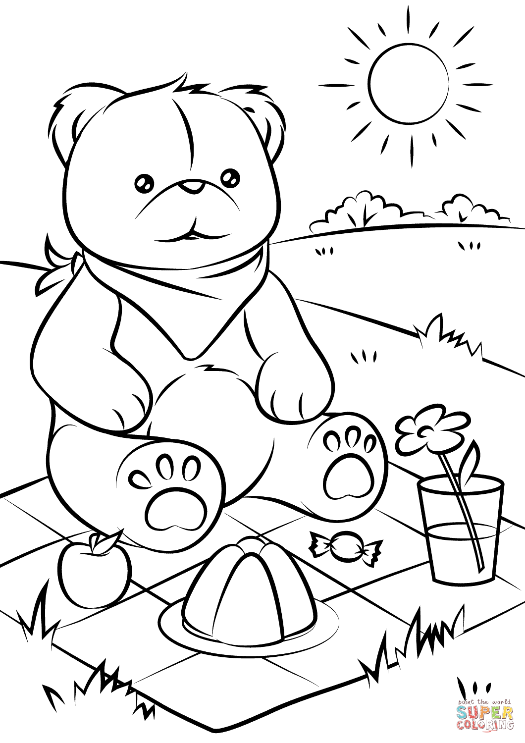 1060x1500 Coloring Page Teddy Bear Bears Picnic Free Printable Pages Arilitv