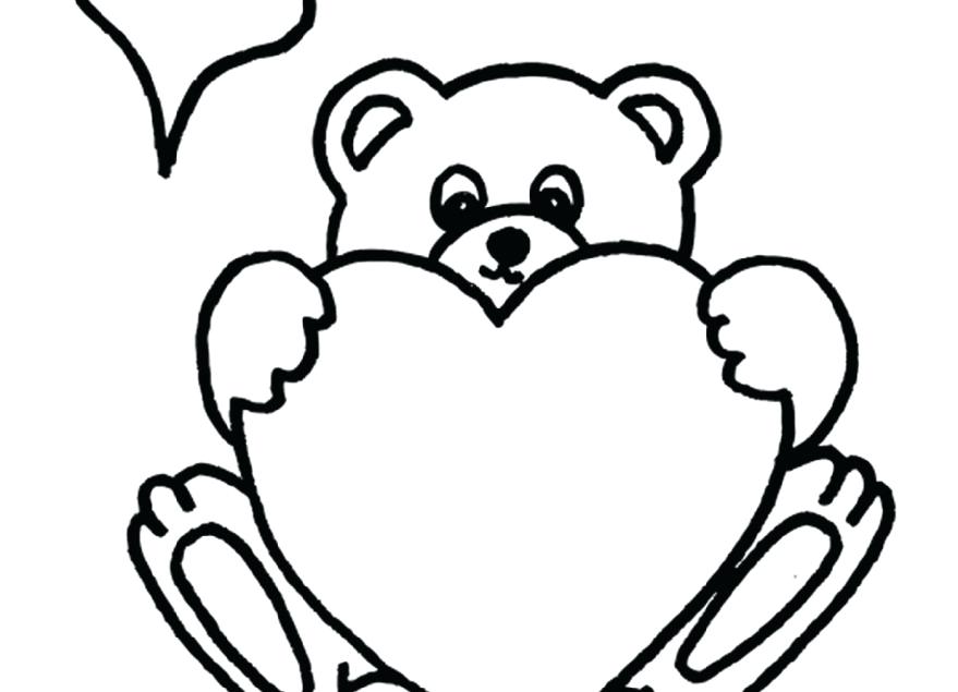 879x635 Teddy Bear Heart Coloring Pages Hearts Printable Soft And Sheets