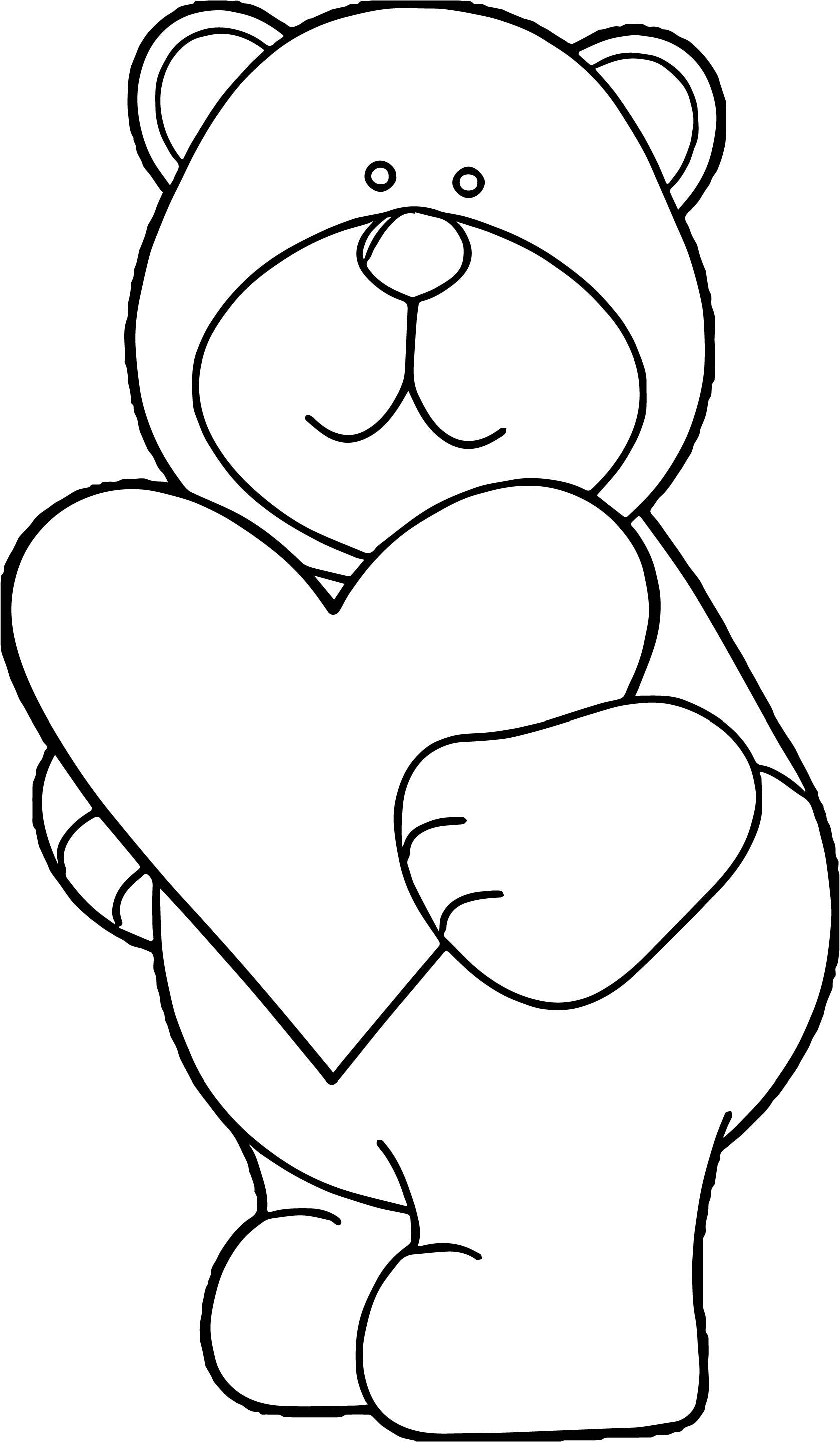 1679x2880 Teddy Bear Holding A Heart Coloring Pages