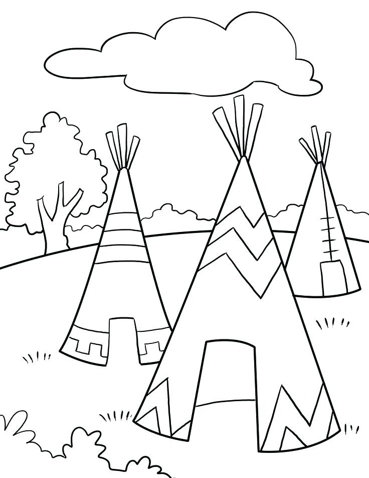 736x952 Teepee Coloring Page Free Printable Color Print 30376