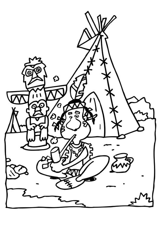 530x750 Coloring Page Indian Teepee