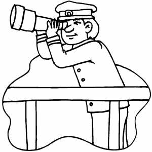 300x300 Captain Watching Telescope Coloring Page