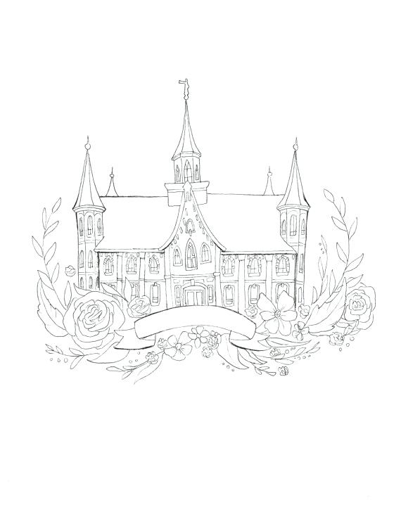 570x738 Temple Coloring Page