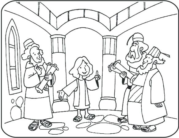 584x448 Jesus At Temple Coloring Page At Temple Craft In