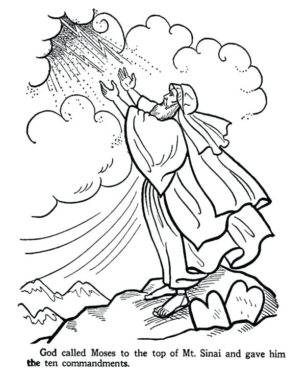600x734 On The Top Of Mount Receive The Ten Commandments Free Coloring 10