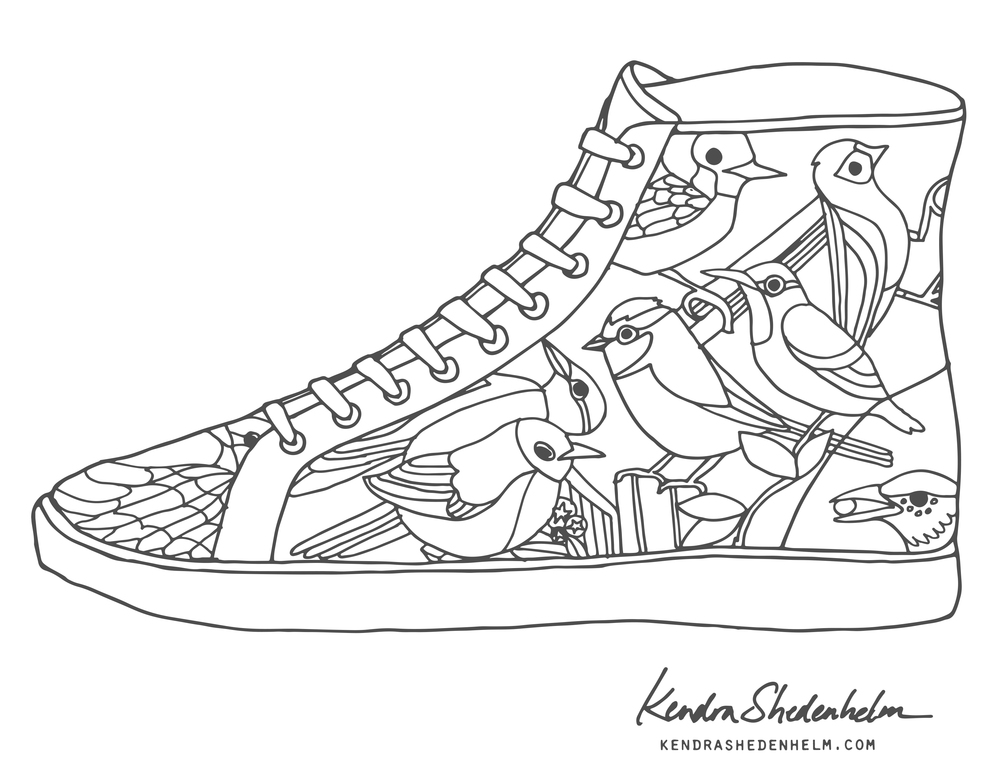 1000x773 Enjoyable Shoe Coloring Page Birds Doodles Shoes And Free Pages