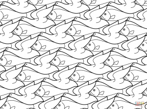 300x224 Tessellation With Hexagon Triangle And Square Coloring Page