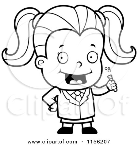 450x470 Cartoon Clipart Of Blacknd White Cute Scientist Girl Holding