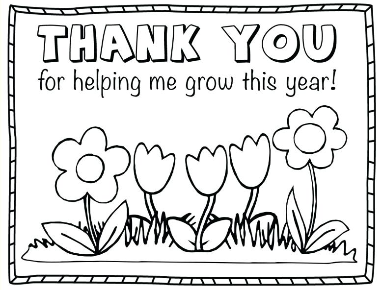 Thank You Card Coloring Page